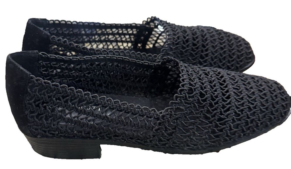 Vintage 90s Y2K Deadstock Woven Mesh Ballet Flats Size 7.5W Slip On Shoes